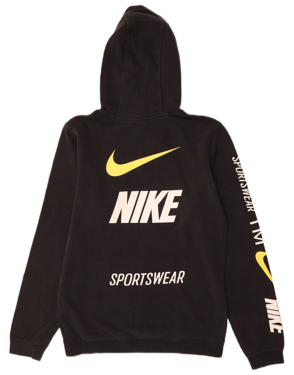 Nike Mens Graphic Hoodie Jumper Small Black Cotton