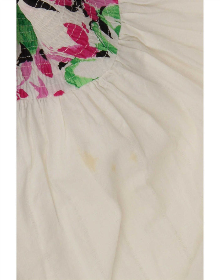 Vintage Womens Pleated Flared Skirt W34 Large White Floral
