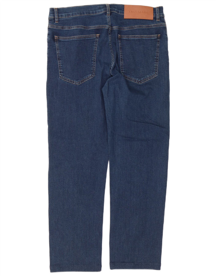 TRUSSARDI Mens Straight Jeans W36 L28 Navy Blue Cotton