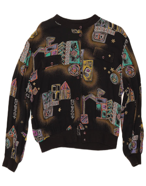 Vintage Womens Shirt Blouse UK 18 XL Black Geometric