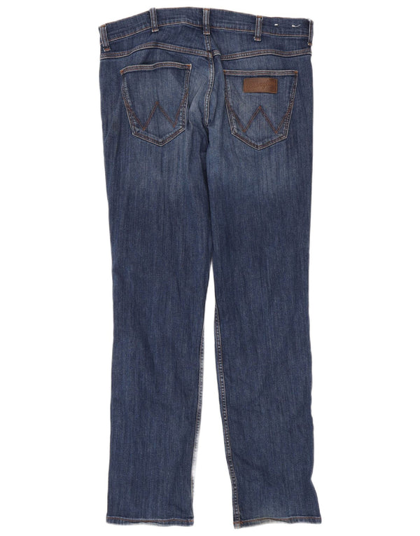Wrangler Mens Greensboro Straight Jeans W34 L34 Blue Cotton