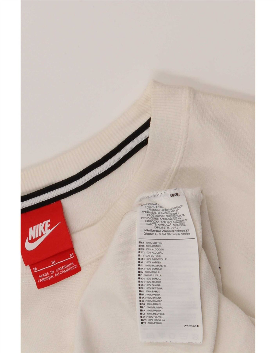 Nike Mens Graphic Top Long Sleeve Medium White Cotton