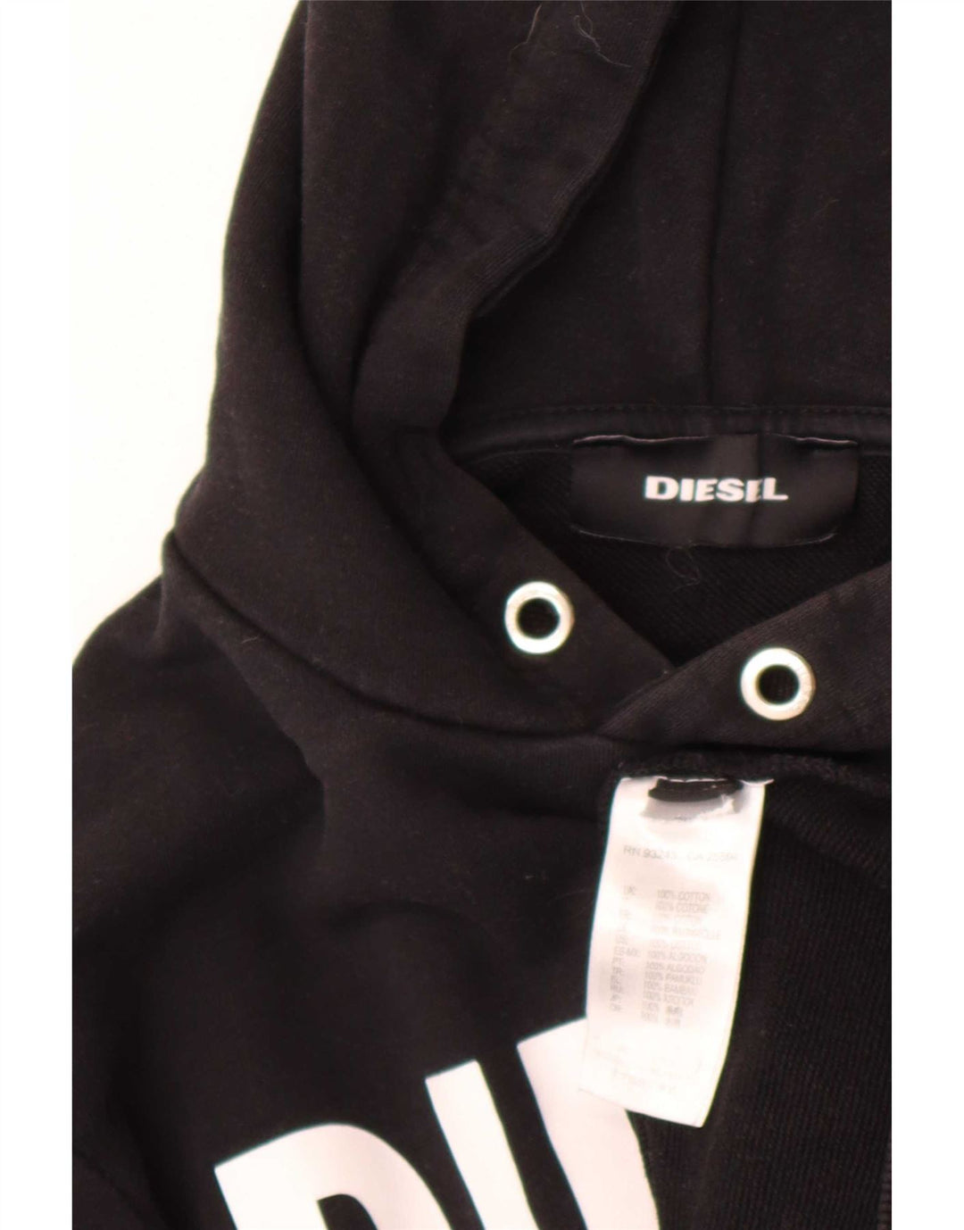 Diesel Mens Graphic Regular Fit Hoodie Jumper Small Black Cotton