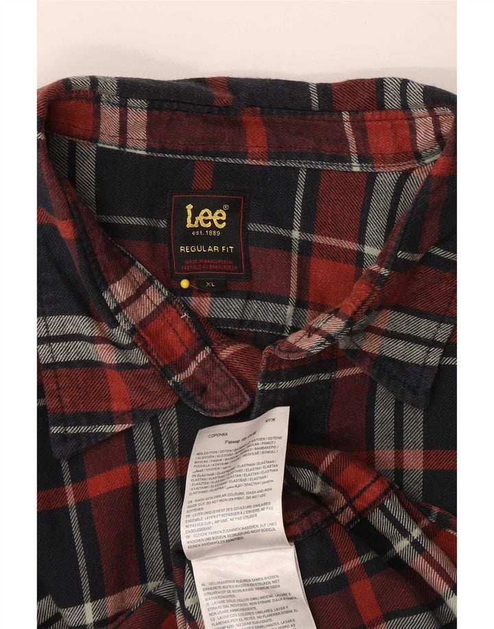 Lee Mens Regular Fit Flannel Shirt XL Navy Blue Check Cotton