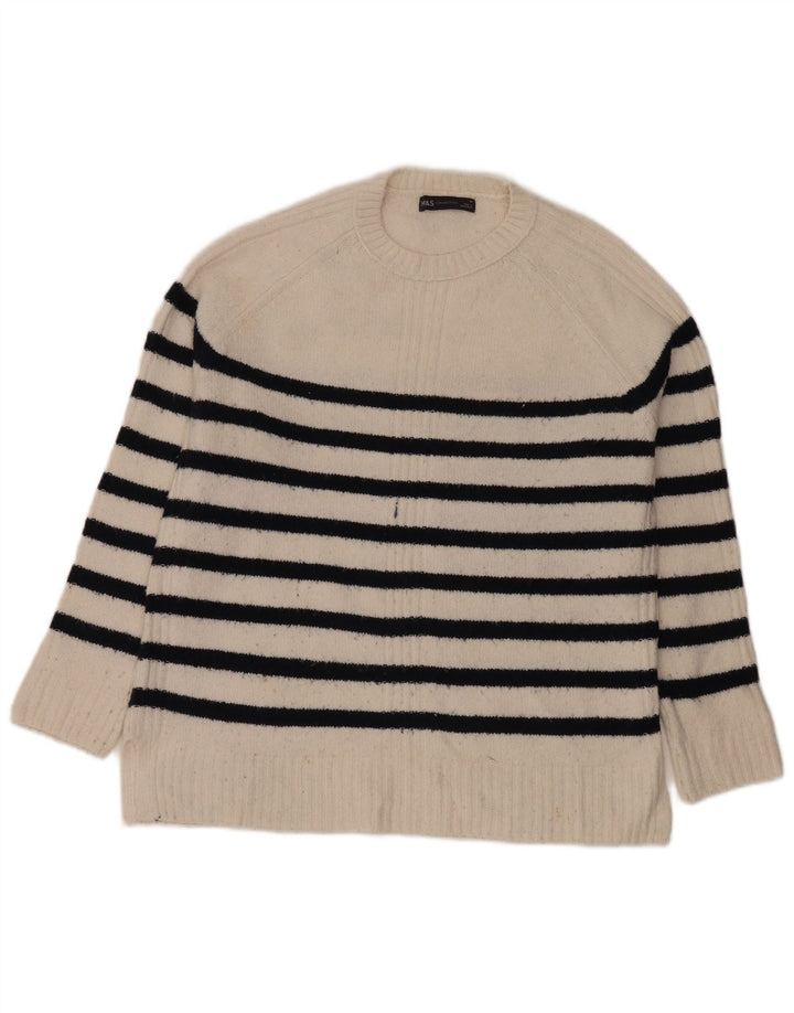 Marks & Spencer Womens Crew Neck Jumper Sweater UK 14 Medium Off White