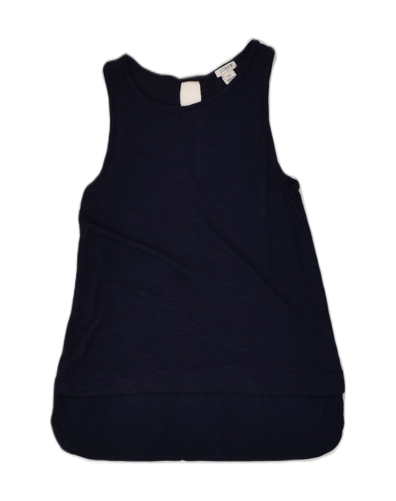 J. CREW Womens Sleeveless Blouse Top UK 2 2XS Navy Blue Viscose | Vintage J. Crew | Thrift | Second-Hand J. Crew | Used Clothing | Messina Hembry 