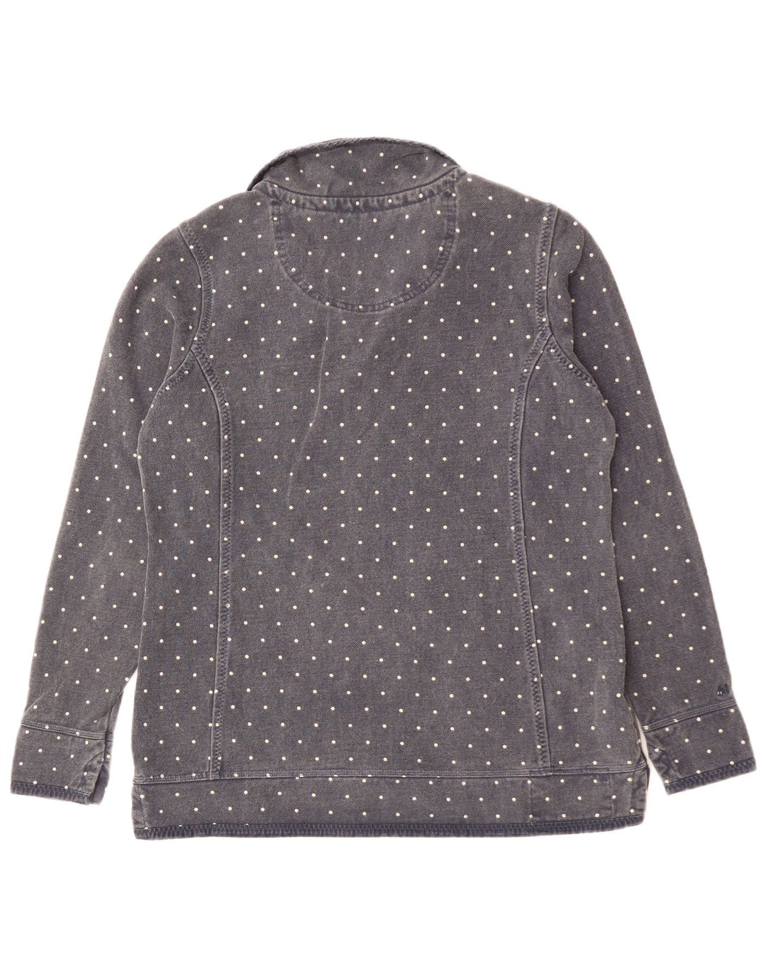 Fat Face Womens Zip Neck Sweatshirt Jumper UK 14 Large Navy Blue Spotted