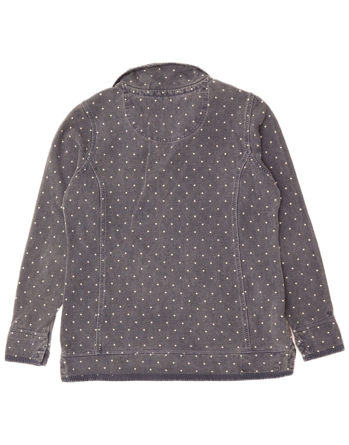 Fat Face Womens Zip Neck Sweatshirt Jumper UK 14 Large Navy Blue Spotted