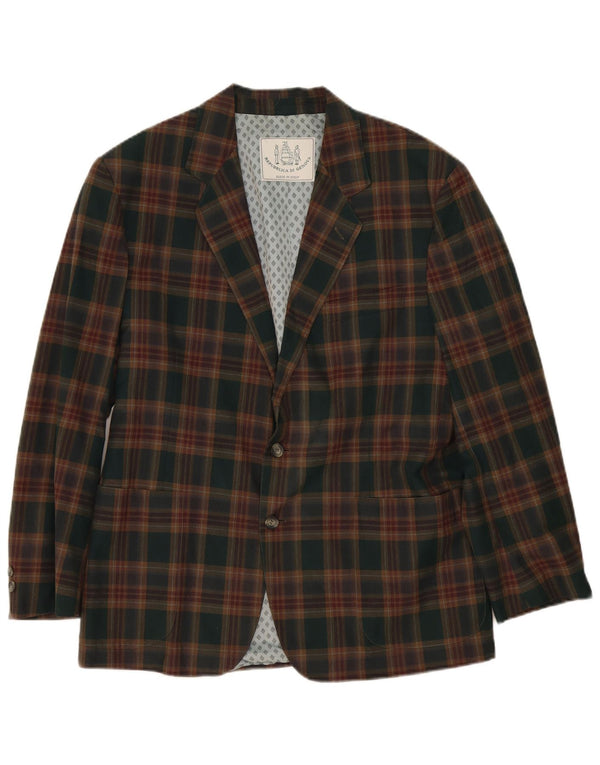 Vintage Mens 2 Button Blazer Jacket UK 40 Large Green Check
