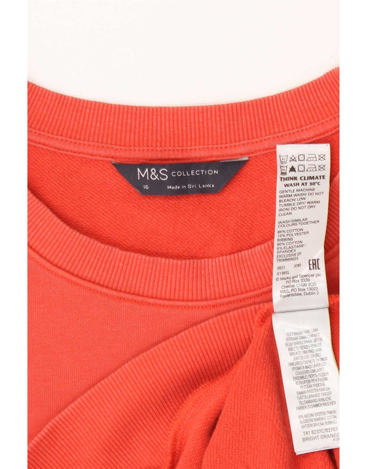 Marks & Spencer Womens Sweatshirt Jumper UK 16 Large Red Cotton