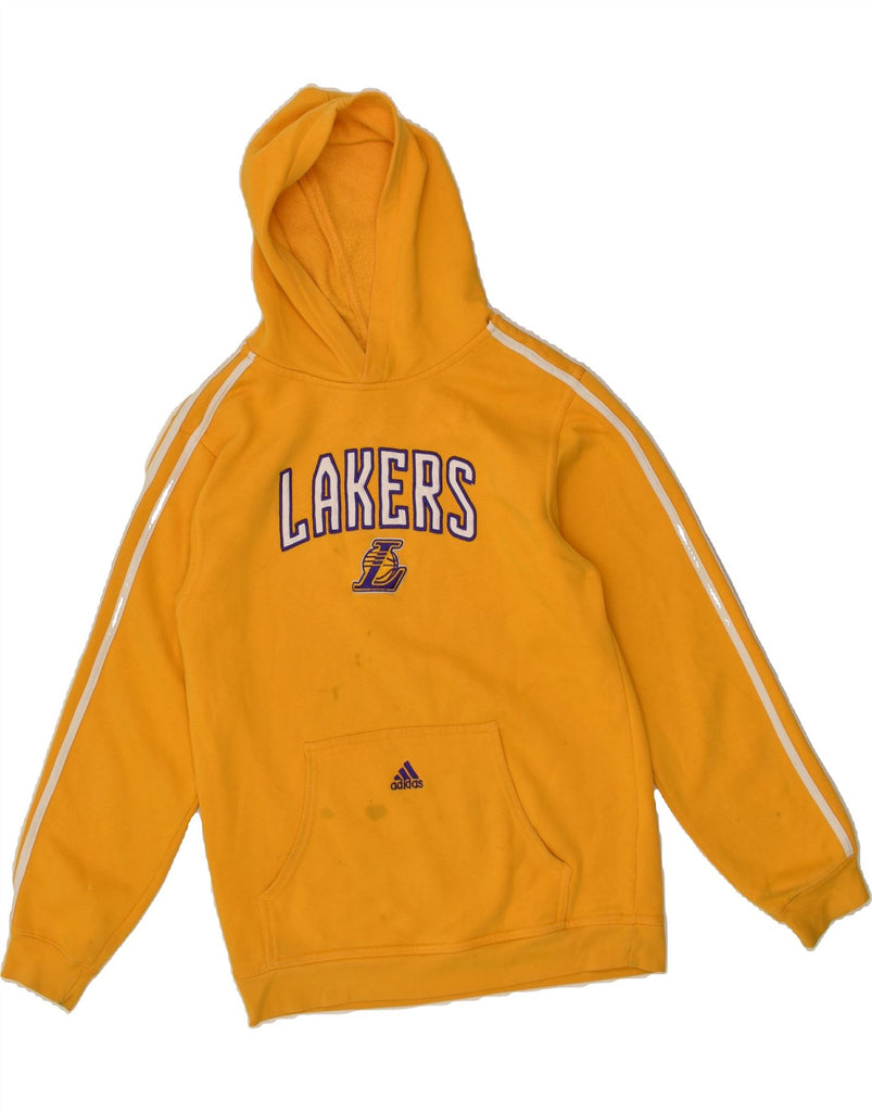 ADIDAS Mens Lakers Graphic Hoodie Jumper Medium Yellow | Vintage Adidas | Thrift | Second-Hand Adidas | Used Clothing | Messina Hembry 