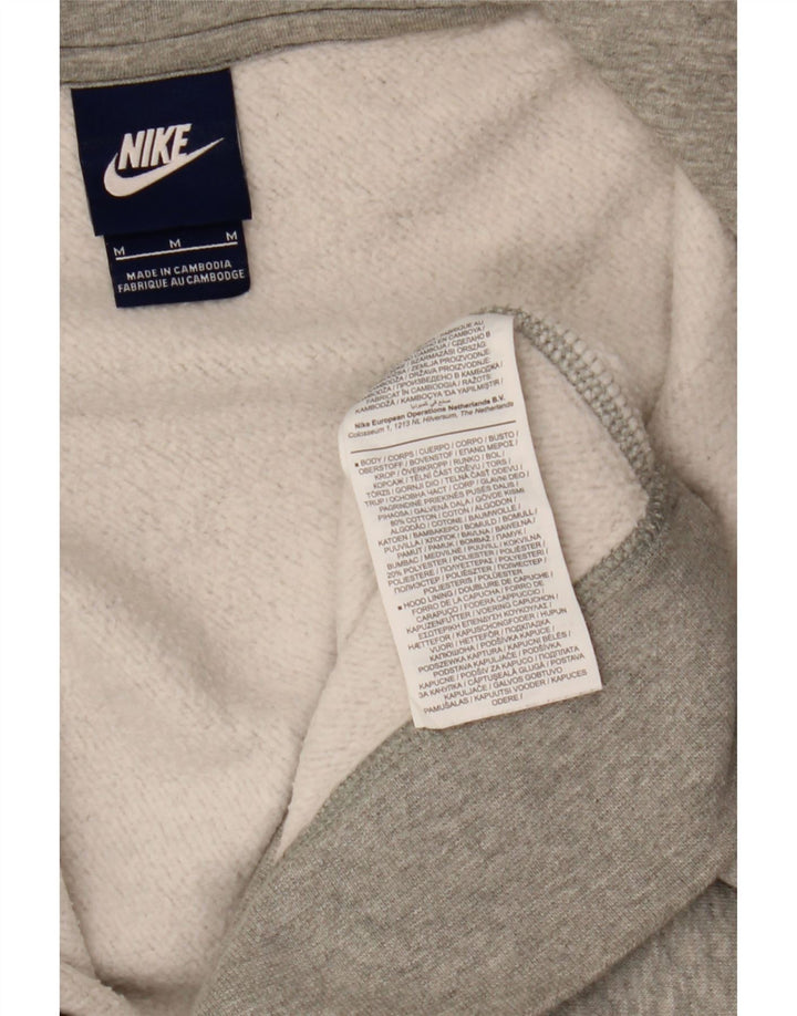 NIKE Mens Zip Hoodie Sweater Medium Grey Cotton