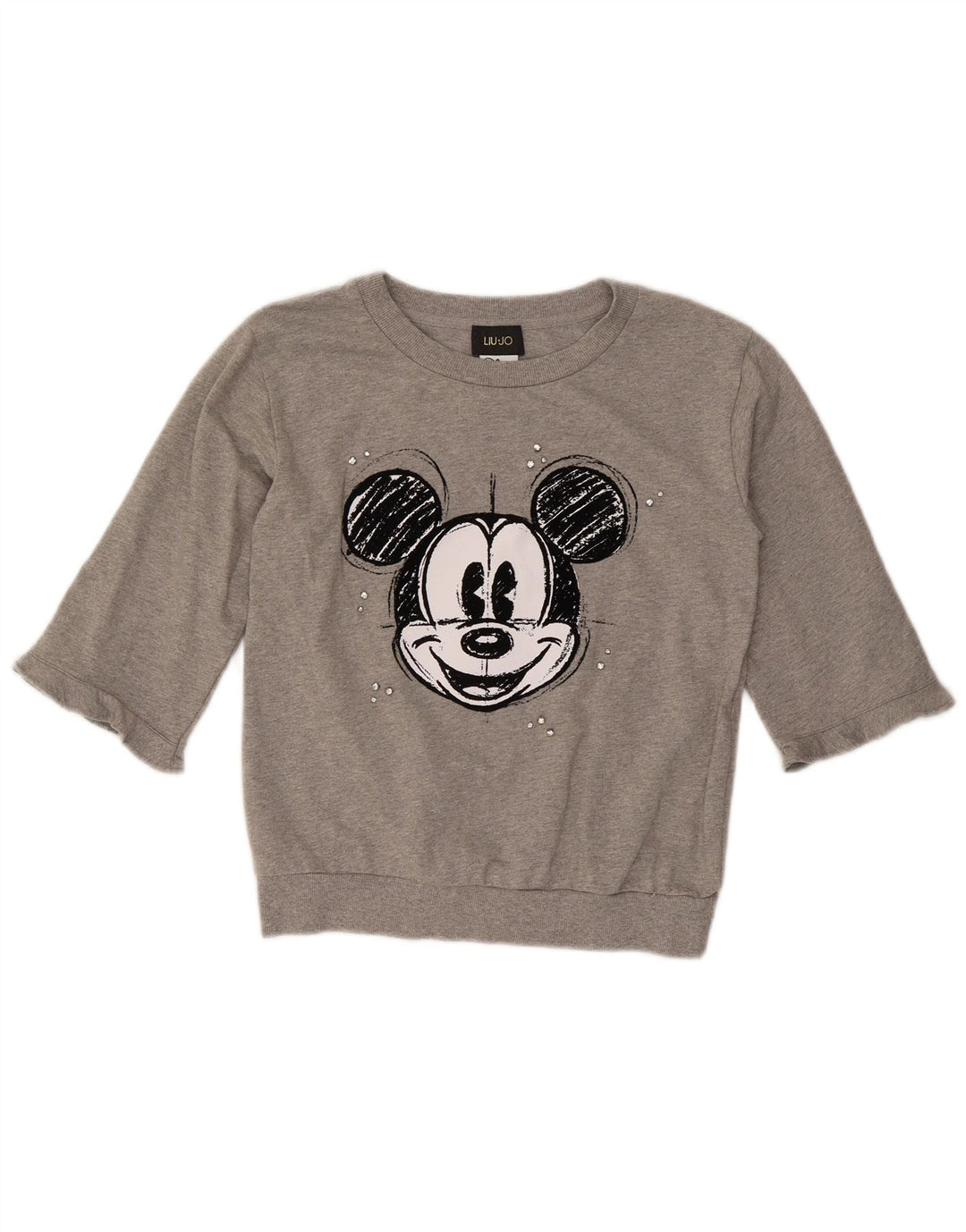 Liu Jo Womens Mickey Mouse Graphic Sweatshirt Jumper IT 38 XS Grey Flecked