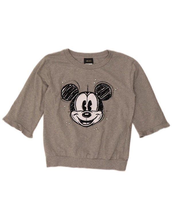 Liu Jo Womens Mickey Mouse Graphic Sweatshirt Jumper IT 38 XS Grey Flecked
