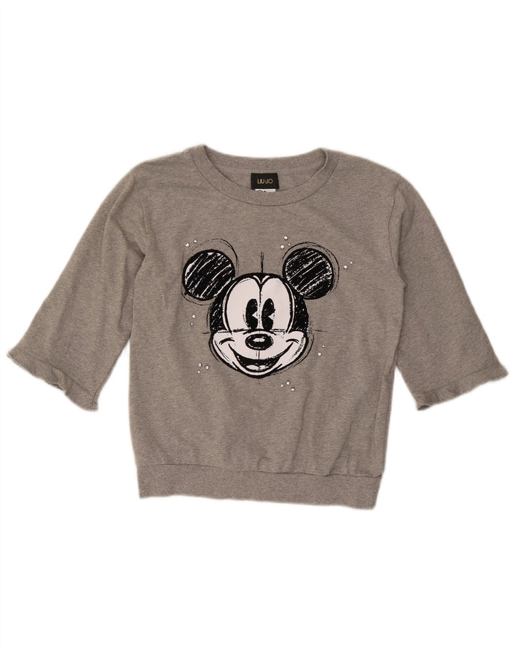 Liu Jo Womens Mickey Mouse Graphic Sweatshirt Jumper IT 38 XS Grey Flecked