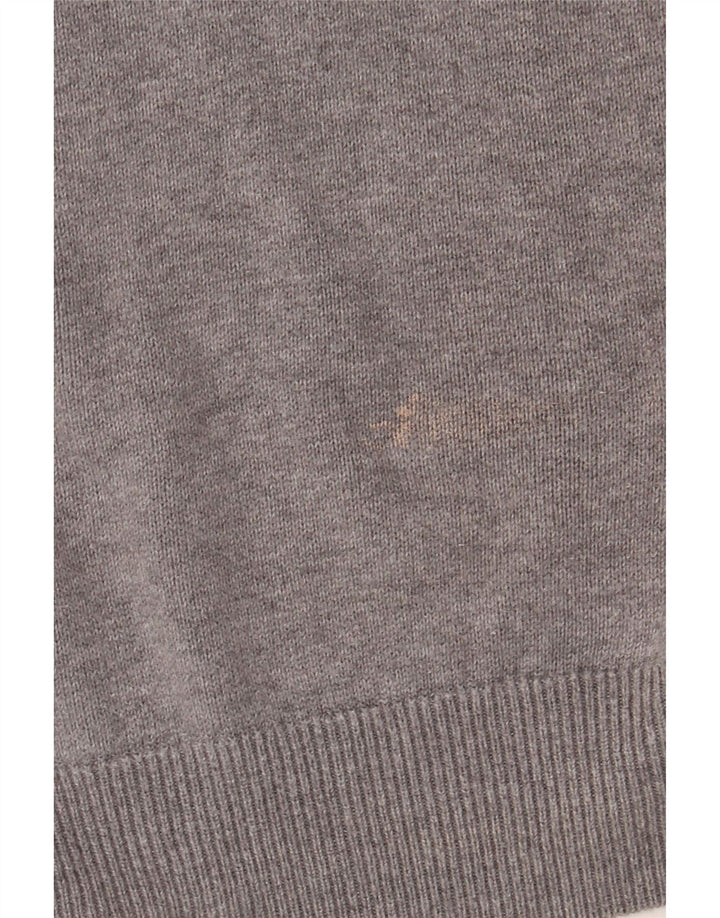 Barbour Mens Zip Neck Jumper Sweater XL Grey Cotton