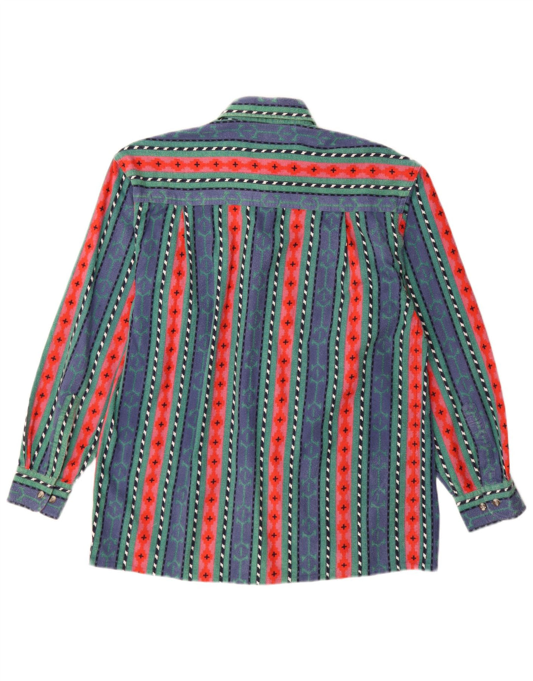 VINTAGE Mens Flannel Shirt Size 38 Medium Blue Striped Cotton