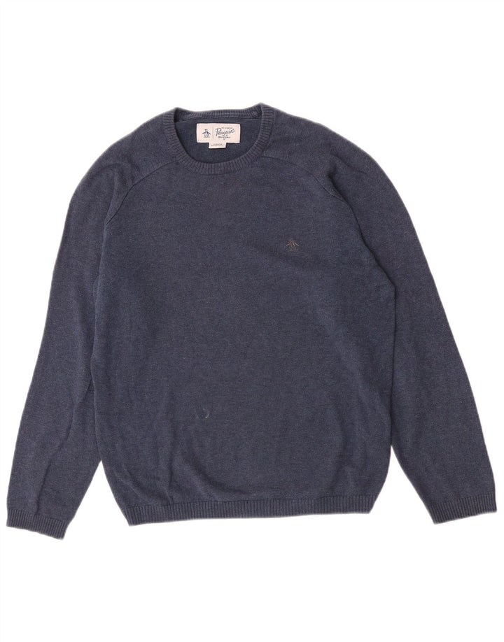 Penguin Mens Crew Neck Jumper Sweater Small Blue Cotton