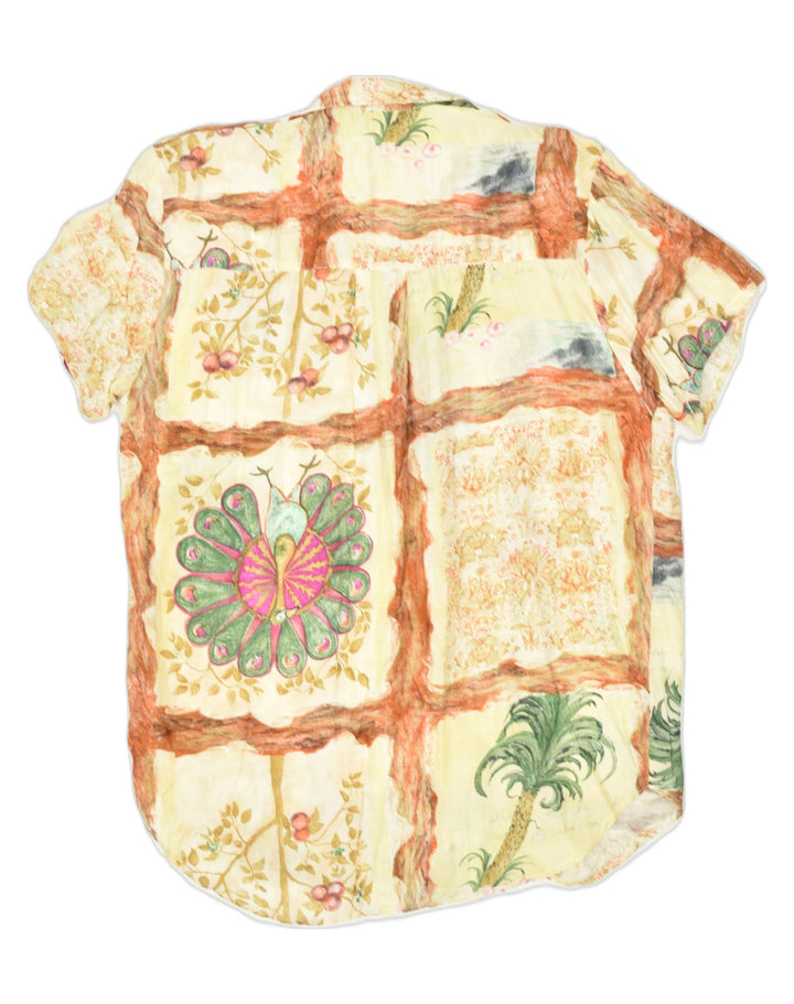 VINTAGE Womens Short Sleeve Shirt UK 20 2XL Beige Geometric Viscose | Vintage Vintage | Thrift | Second-Hand Vintage | Used Clothing | Messina Hembry 