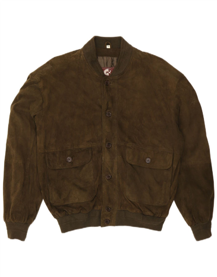 Vintage Mens Suede Bomber Jacket IT 52 XL Brown Leather