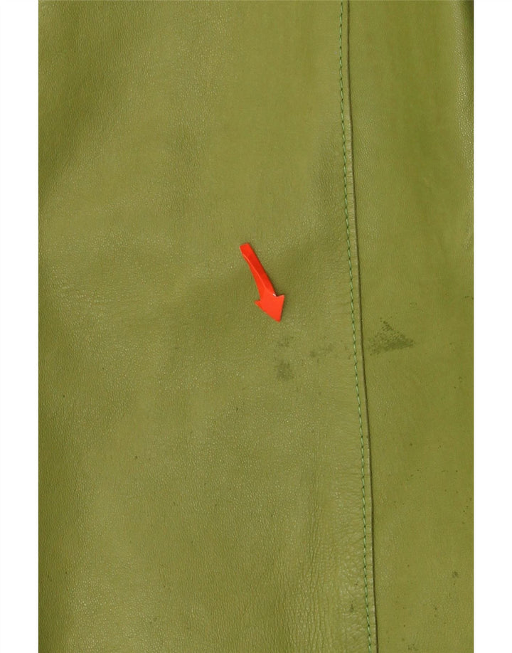 Enrico Mandelli Womens 4 Button Leather Blazer Jacket UK 14 Medium Green