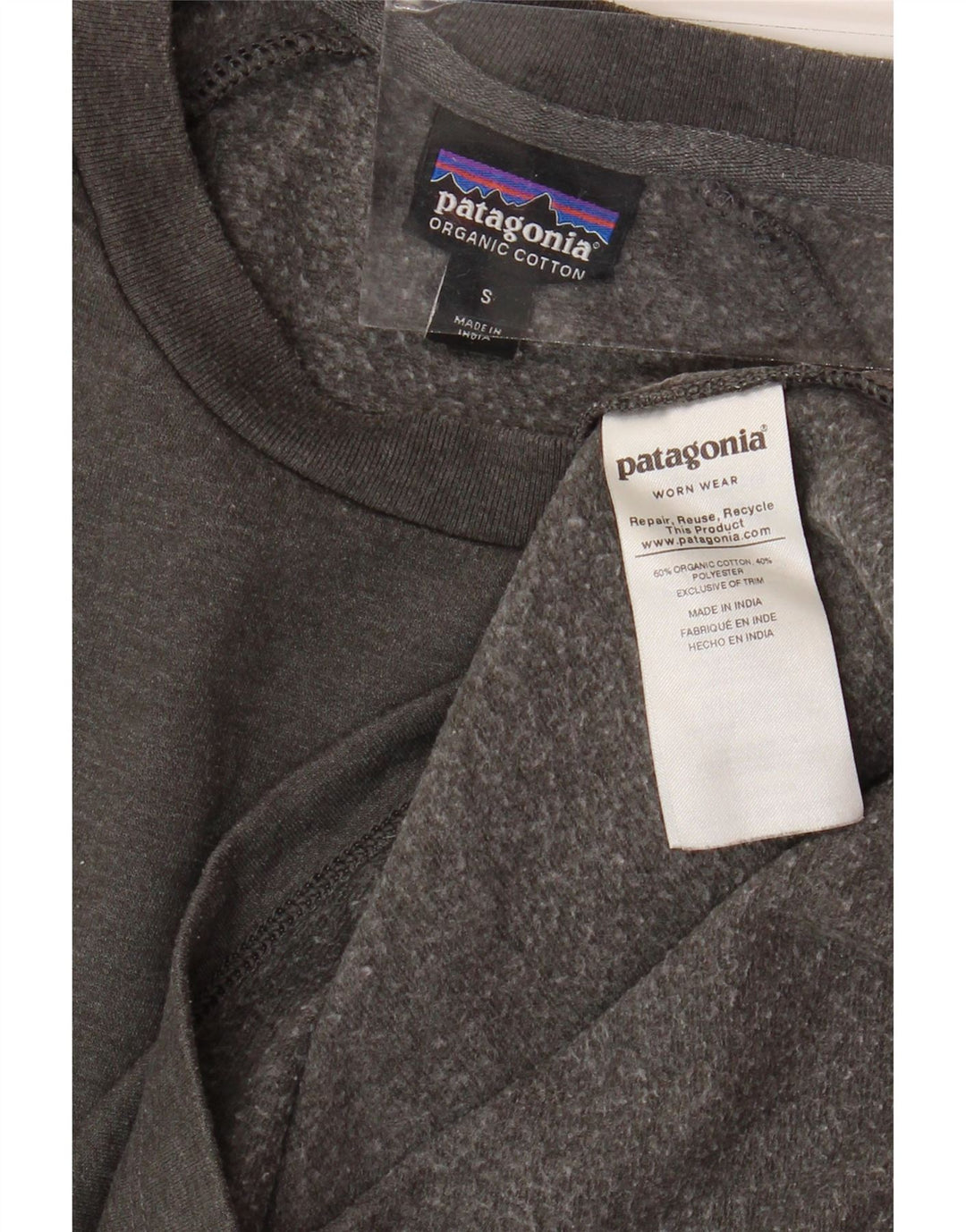 PATAGONIA Mens Graphic Top Long Sleeve Small Grey Cotton