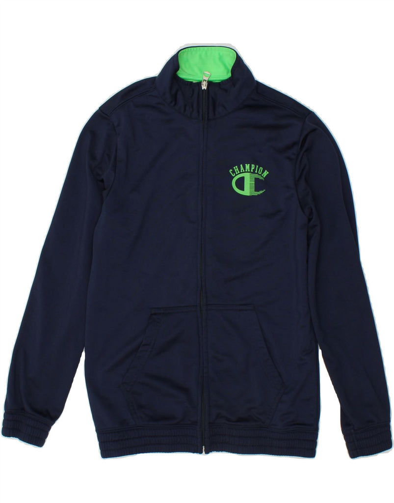 CHAMPION Boys Graphic Tracksuit Top Jacket 9-10 Years Medium Navy Blue Vintage Champion and Second-Hand Champion from Messina Hembry 