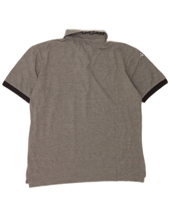 KAPPA Mens Graphic Polo Shirt Large Grey Colourblock Cotton