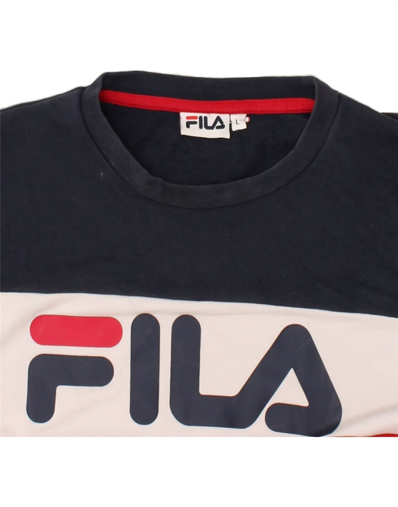 FILA Mens Graphic Sweatshirt Jumper Large Multicoloured Colourblock | Vintage Fila | Thrift | Second-Hand Fila | Used Clothing | Messina Hembry 