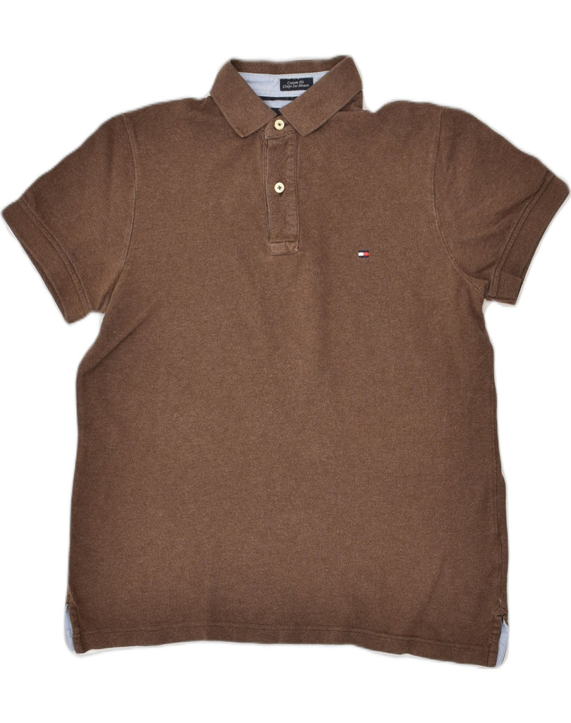 TOMMY HILFIGER Mens Custom Fit Polo Shirt Small Brown Cotton | Vintage Tommy Hilfiger | Thrift | Second-Hand Tommy Hilfiger | Used Clothing | Messina Hembry 