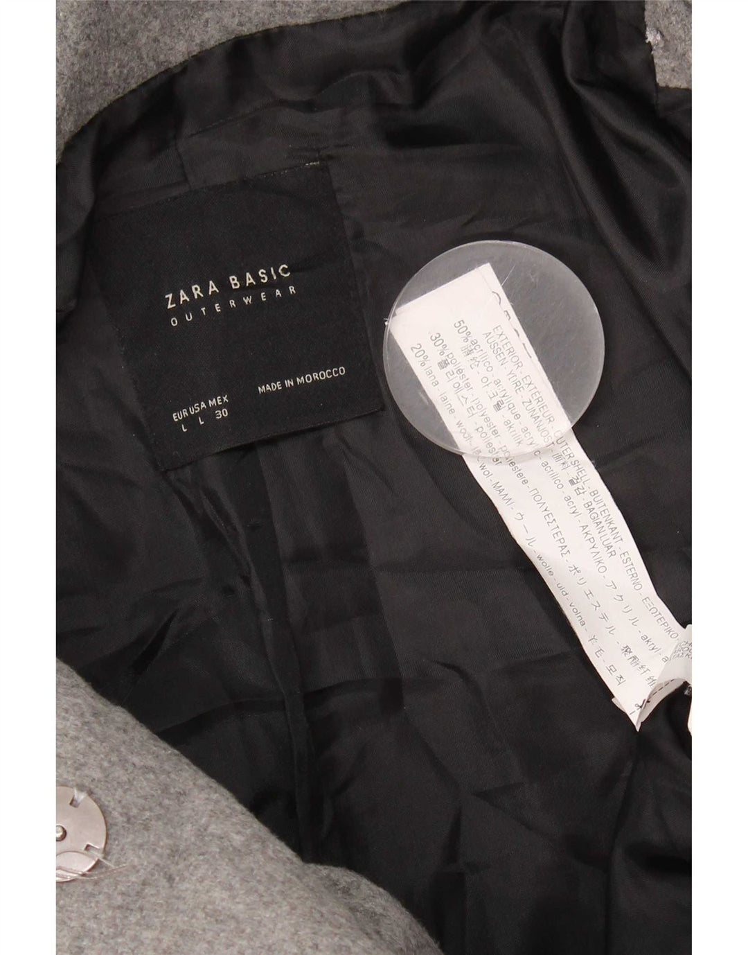 Zara Womens Hooded Windbreaker Jacket UK 14 Large Grey Acrylic