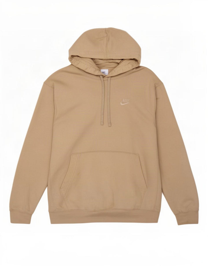 Nike Mens Hoodie Jumper Small Beige Cotton