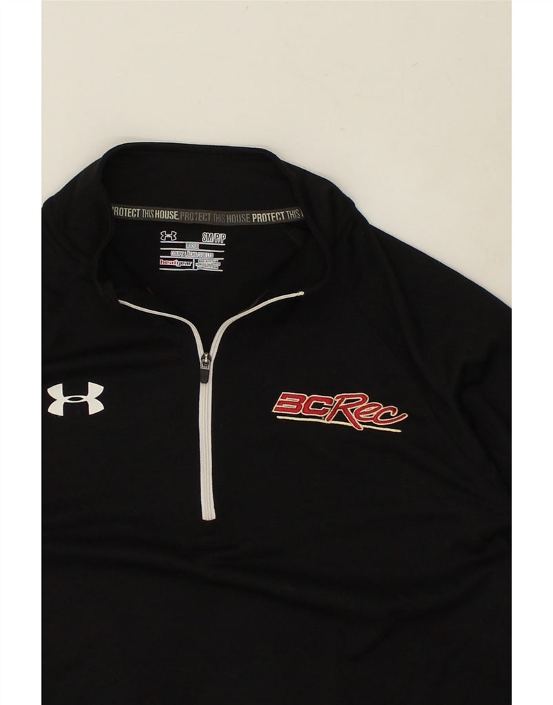 UNDER ARMOUR Mens Zip Neck Pullover Tracksuit Top Small Black Polyester | Vintage Under Armour | Thrift | Second-Hand Under Armour | Used Clothing | Messina Hembry 