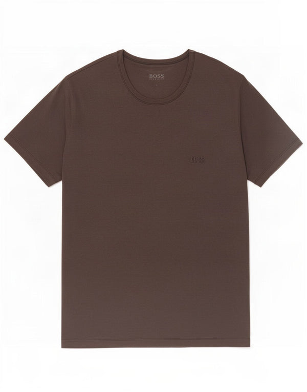 Hugo Boss Mens T-Shirt Top Large Brown Cotton