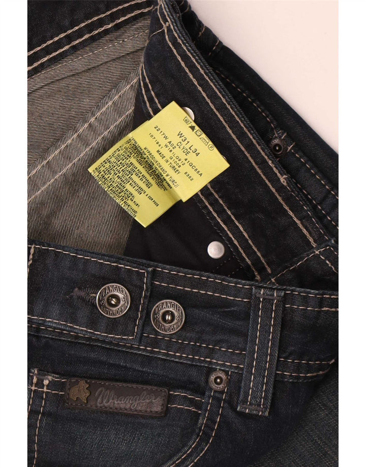 Wrangler Mens Clyde Straight Jeans W31 L34 Navy Blue Cotton