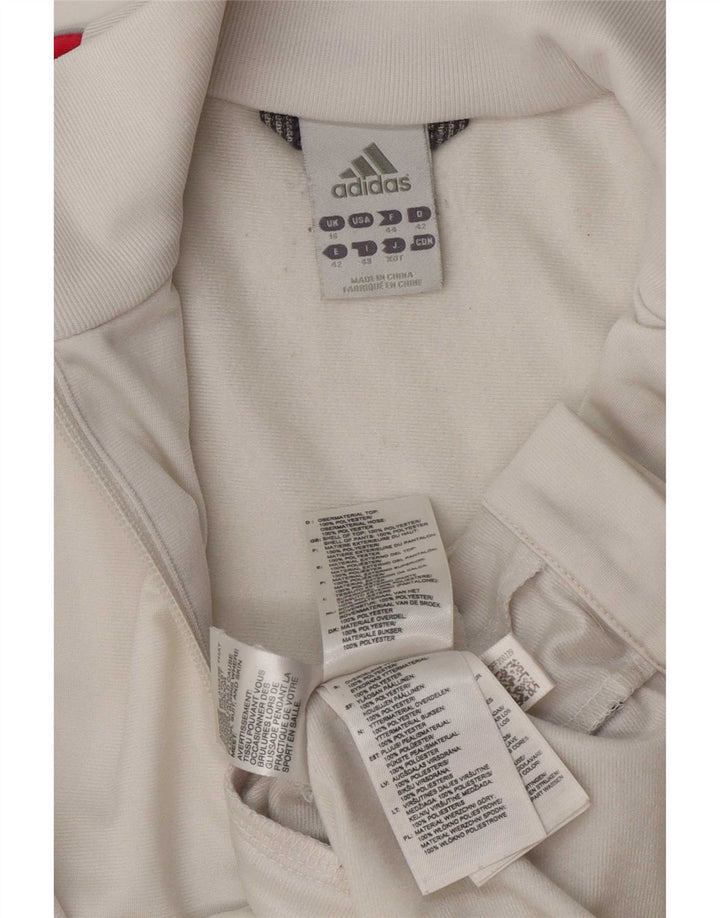 Adidas Womens Tracksuit Top Jacket UK 16 Large White Polyester