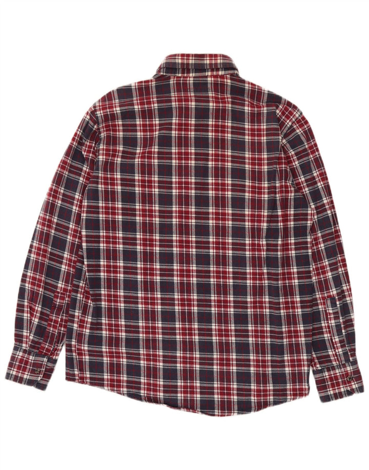 SEA BARRIER Mens Flannel Shirt Small Red Check Cotton