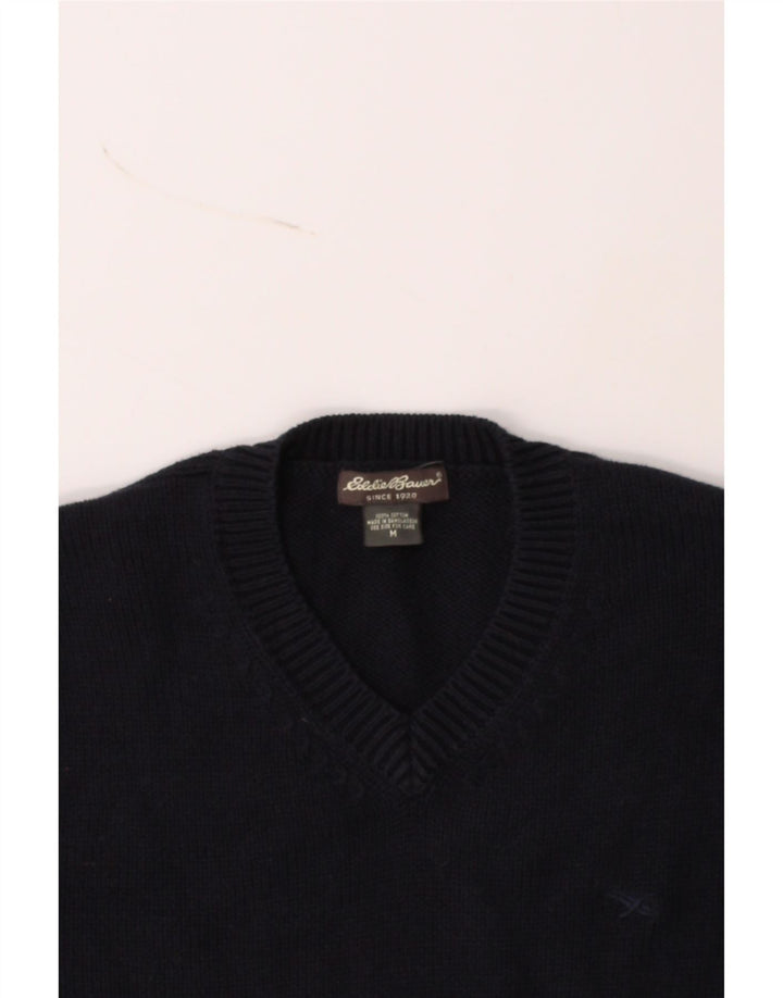 EDDIE BAUER Womens V-Neck Jumper Sweater UK 14 Medium Navy Blue Cotton Vintage Eddie Bauer and Second-Hand Eddie Bauer from Messina Hembry 