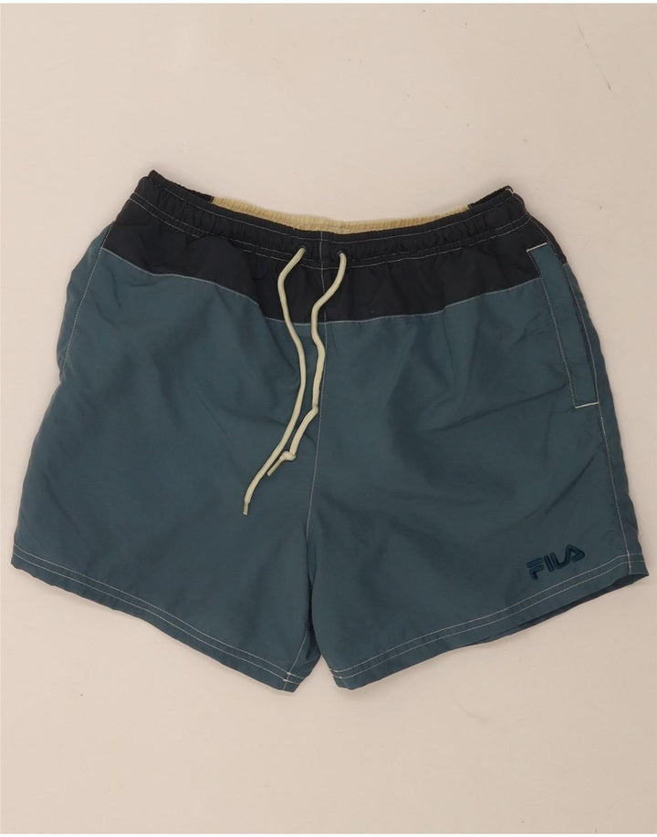 Fila Mens Graphic Swimming Shorts XS  Blue Colourblock Polyamide