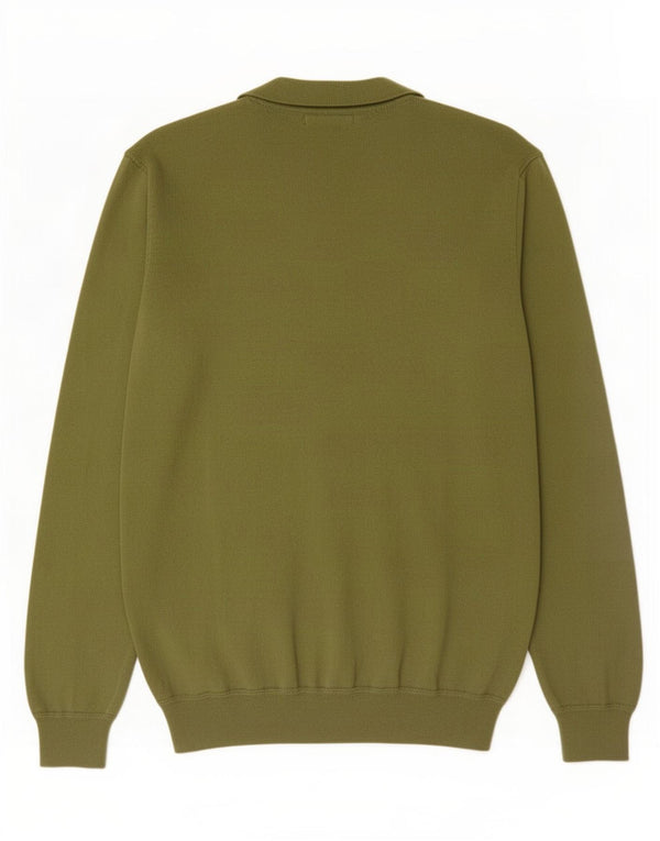 Rifle Mens V-Neck Jumper Sweater Medium Green Cotton