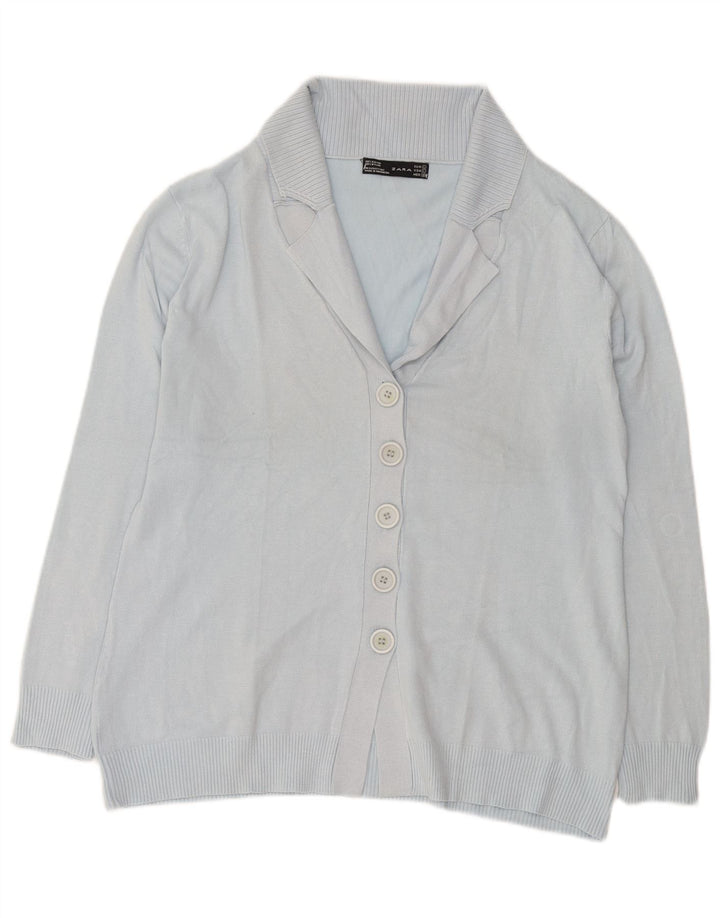 Zara Womens Cardigan Sweater UK 16 Large Blue Rayon