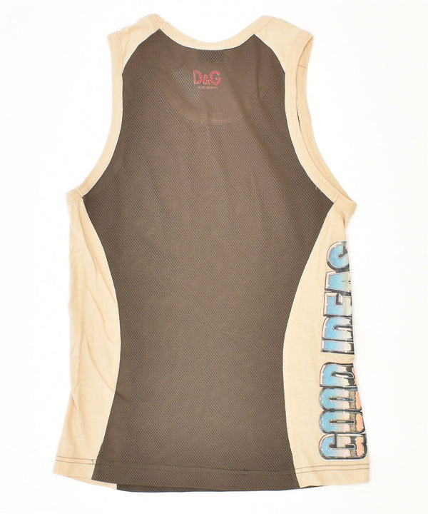 DOLCE & GABBANA Womens Slim Fit Vest Top IT 46 Large Khaki Polyester