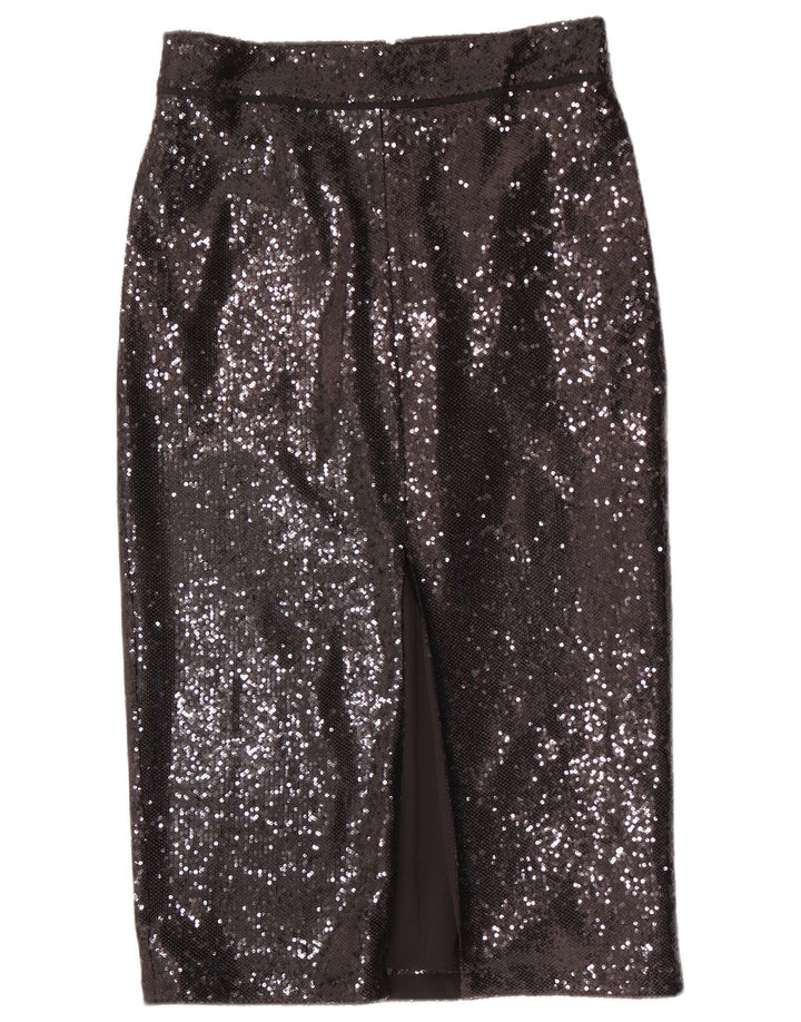 Reiss Womens Sequin Pencil Skirt UK 12 Medium W30  Black Polyester