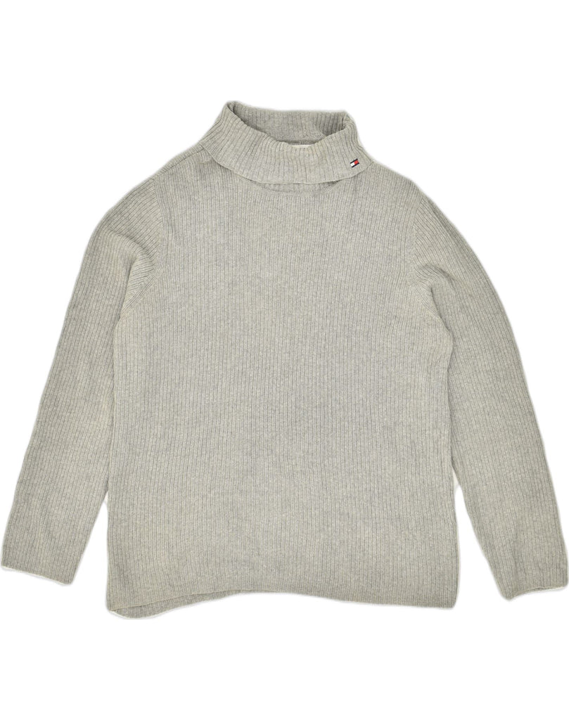 TOMMY HILFIGER Womens Roll Neck Jumper Sweater UK 18 XL Grey Cotton | Vintage Tommy Hilfiger | Thrift | Second-Hand Tommy Hilfiger | Used Clothing | Messina Hembry 