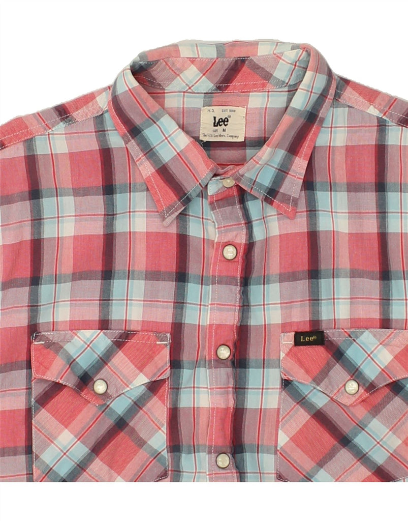 LEE Mens Short Sleeve Shirt Medium Red Check Cotton | Vintage Lee | Thrift | Second-Hand Lee | Used Clothing | Messina Hembry 