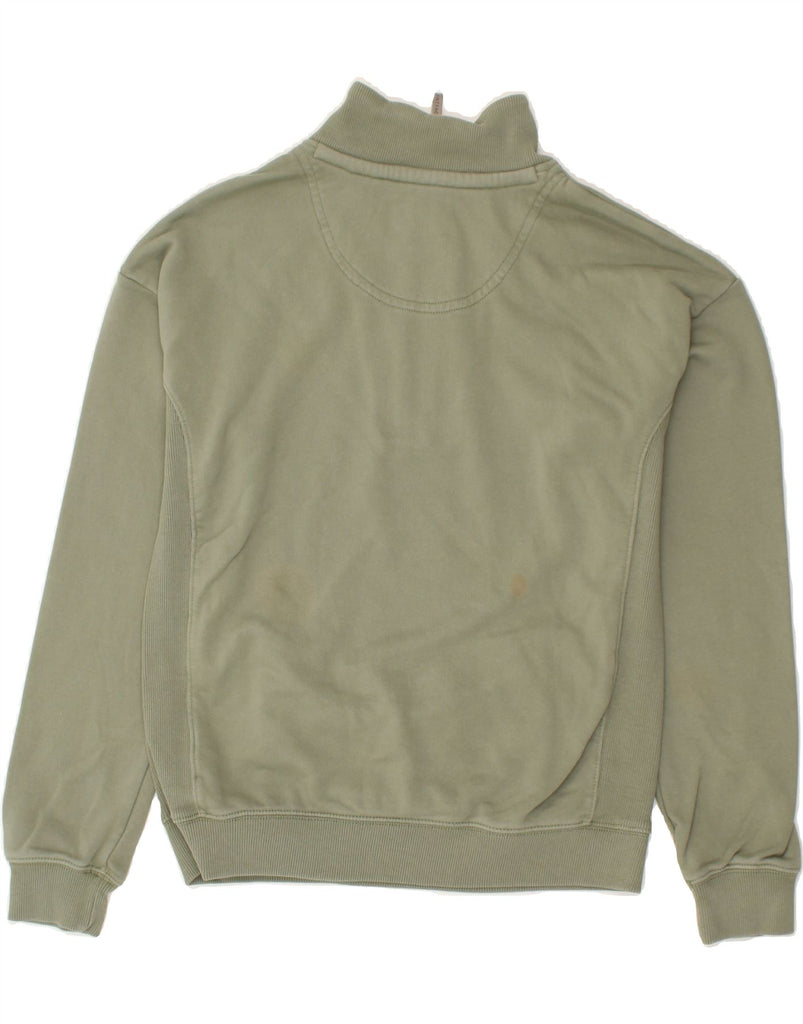 FAT FACE Mens Garment Dyed Zip Neck Sweatshirt Jumper Small Khaki Cupro | Vintage Fat Face | Thrift | Second-Hand Fat Face | Used Clothing | Messina Hembry 