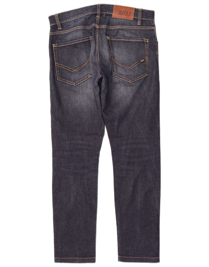 Rifle Mens Slim Jeans W32 L31 Navy Blue Cotton