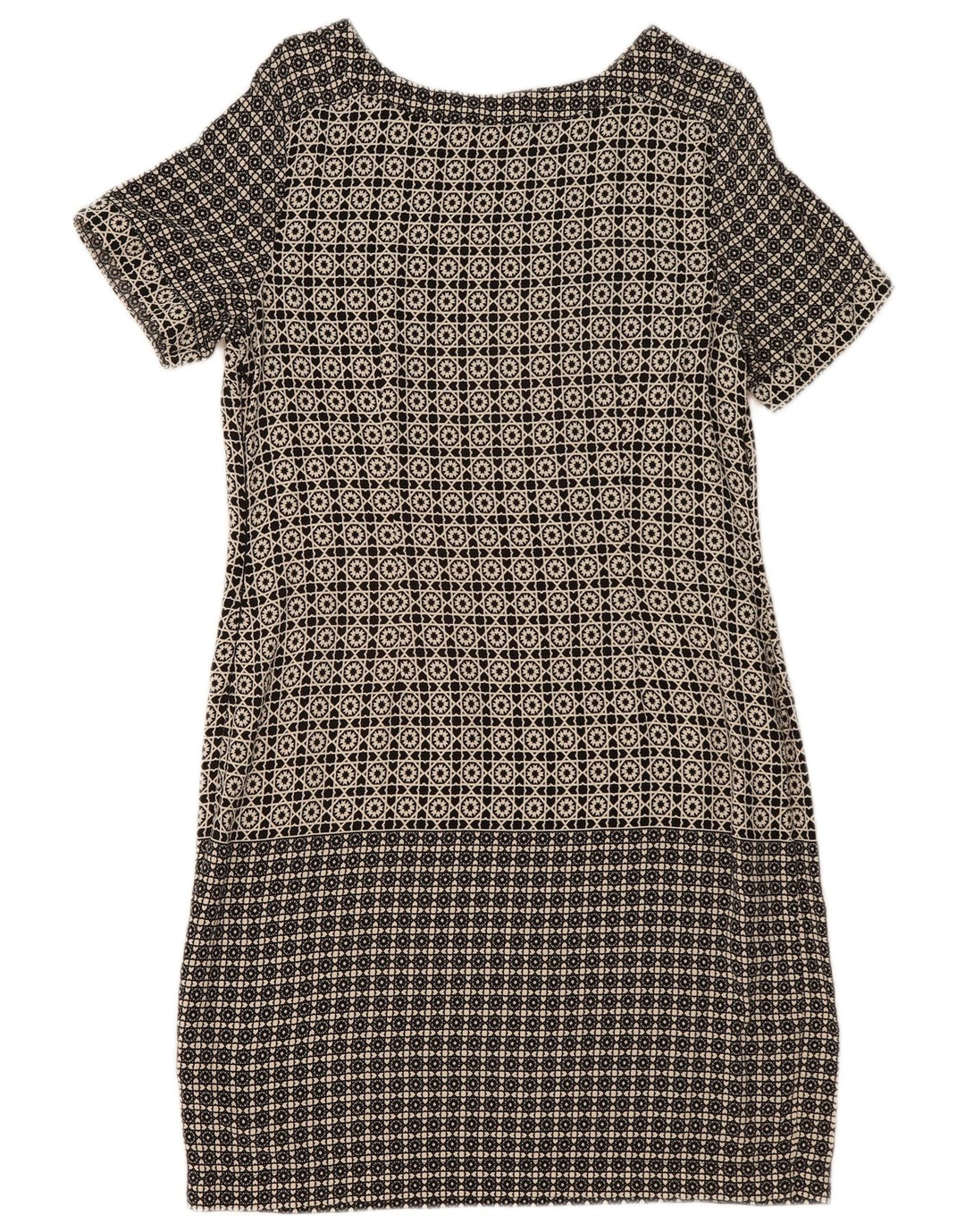 MARKS & SPENCER Womens Shift Dress UK 14 Large Black Geometric Viscose