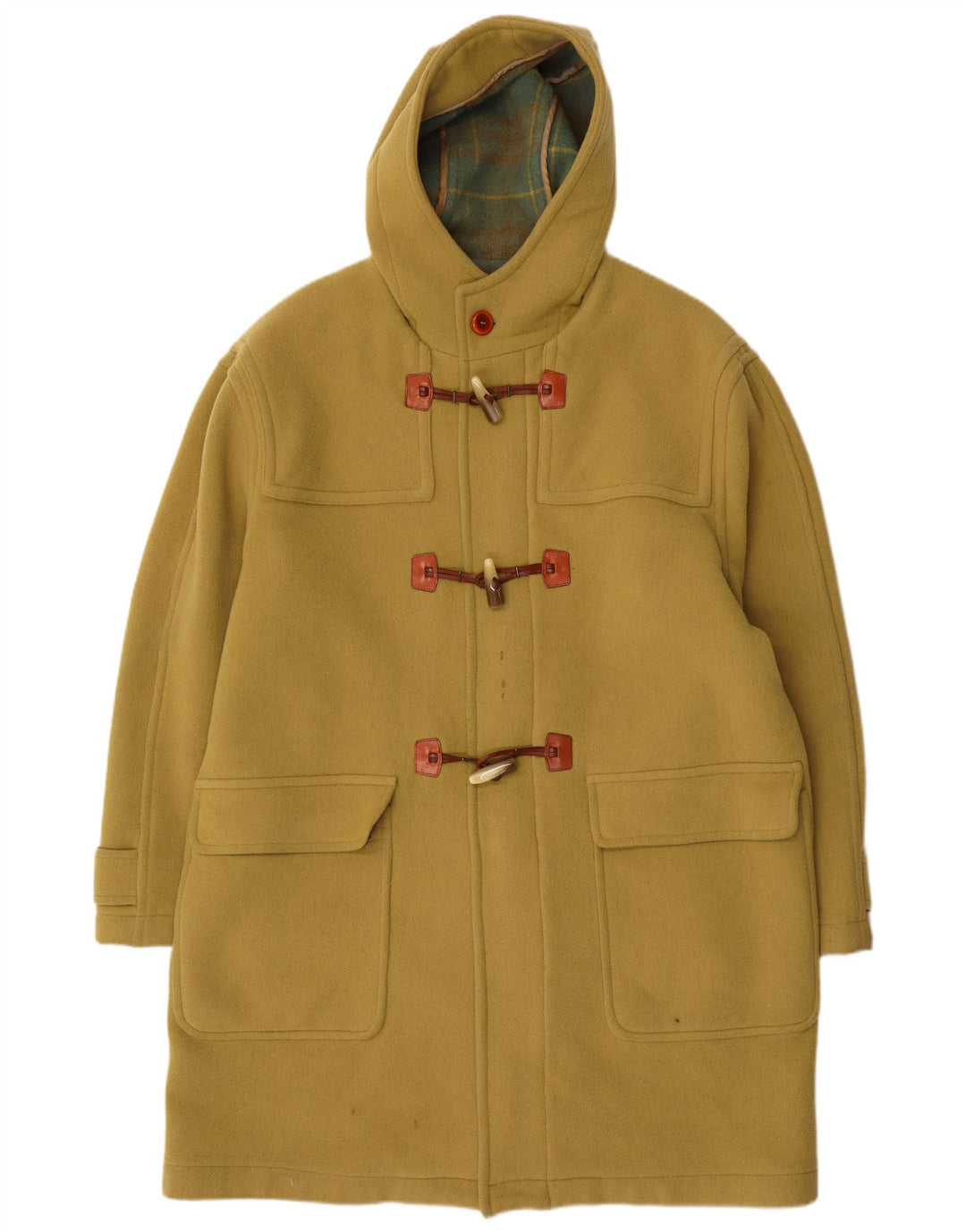 Vintage Mens Hooded Duffle Coat IT 52 XL Yellow