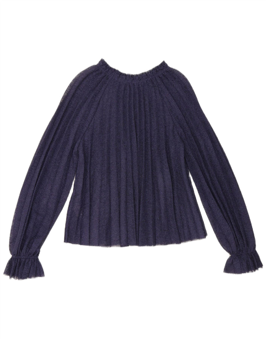 Zara Womens Long Sleeve Oversized Blouse Top UK 10 Small Navy Blue